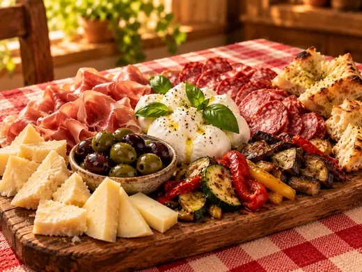 Antipasti de Pizza Azzis, pizzería italiana en Providencia