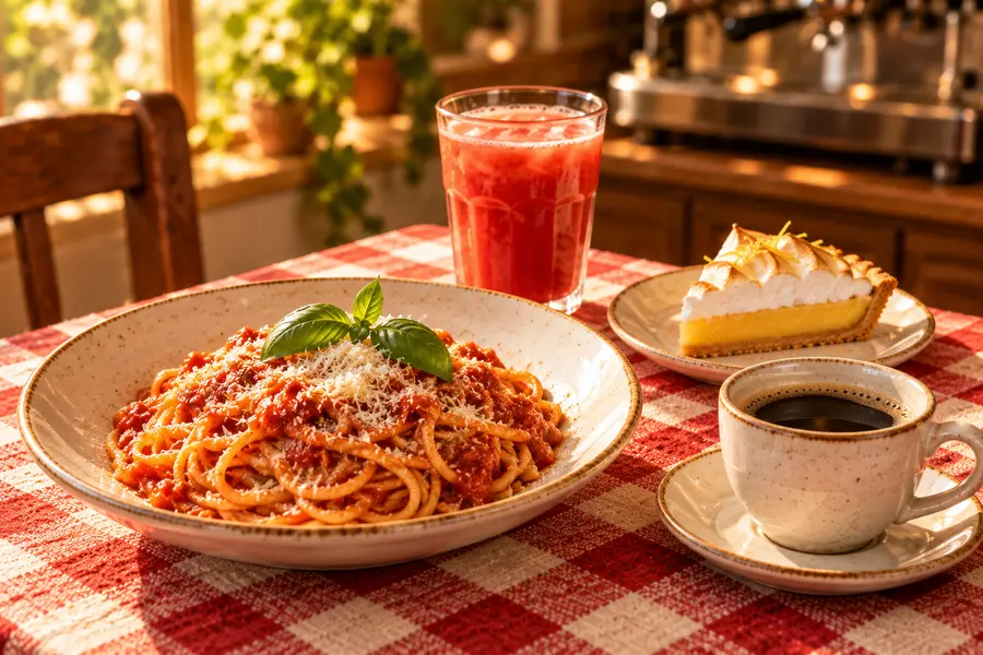 Menú de almuerzo del día en Pizza Azzis, Providencia: entrada, fondo y postre
